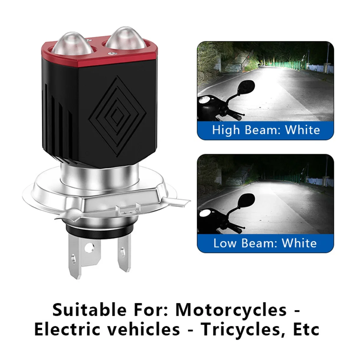 H4 BA20D LED Bulbs Motorcycle LED Headlights Dual Lens White Yellow High Low Beam LED Headlight Bulb Super Bright Driving Lamp