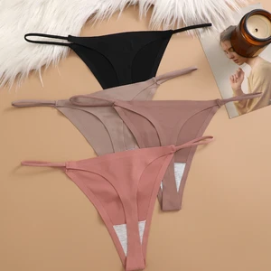نسائي سلس ثلج حرير سيور منخفضة الخصر بيكيني T-Back أحادية اللون بدون أثر على شكل حرف G سلسلة سراويل قصيرة مثير أنثى XS-XL 5 قطع أعلى 8 سراويل ثونغ مكسورة - رقم 6