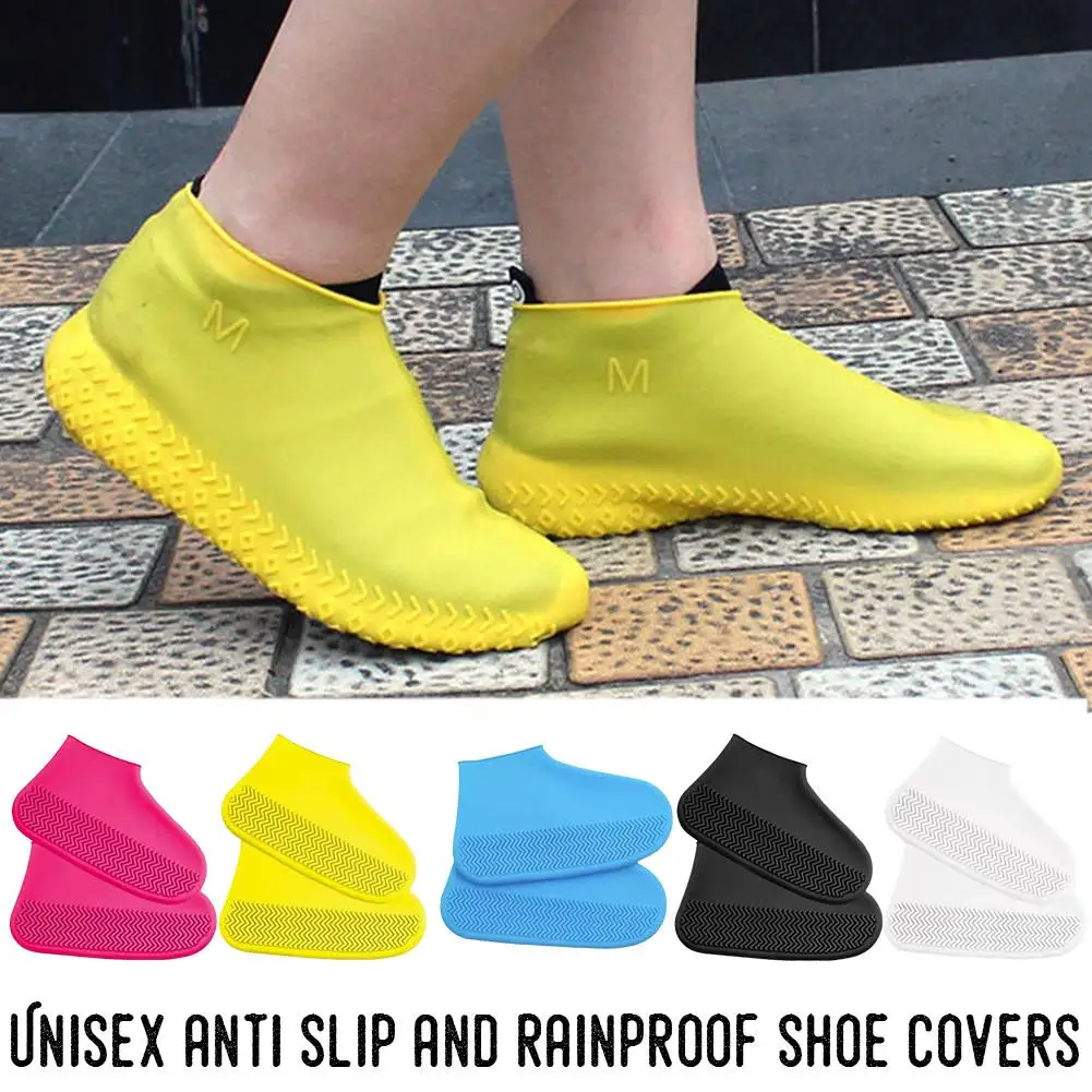 Reusable Cycling Rain Shoe Covers Anti-Slip Waterproof Wear-Resistant Rain Shoe Covers Protector Boot For Outdoor Rainy Day W2F5