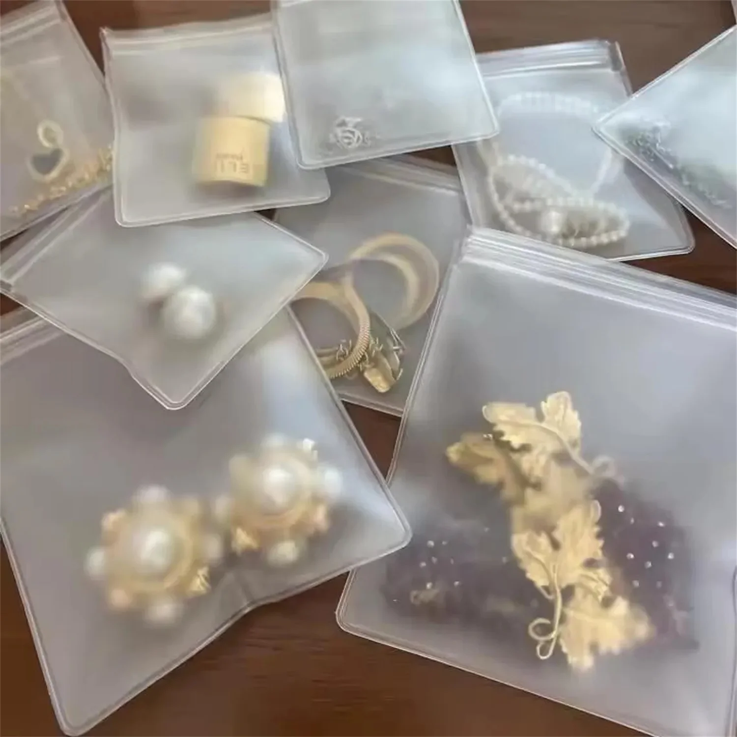 

100pcs 3.75x4in/9.5x10cm custom logo jewelry bag, bracelet bag, necklace bag, ring bag, transparent packaging bag