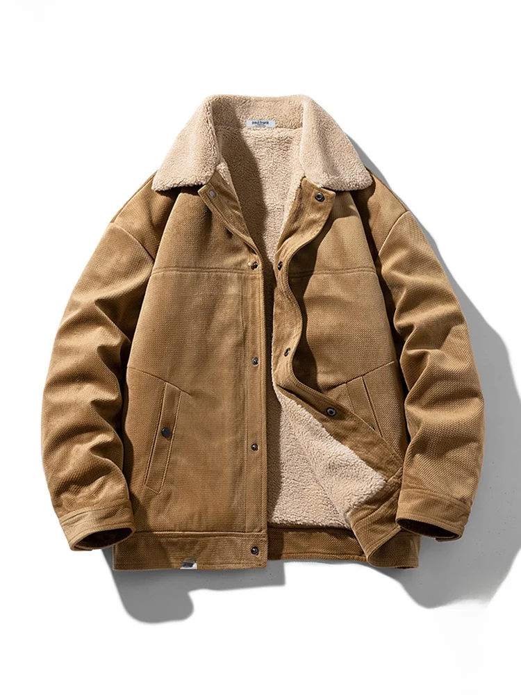 

PaulFrank Thiened Retro Corduroy Collar Men's Cotton Jaet Winter Warm Lamb Velvet Coat Youth Faion Casual Outerwear
