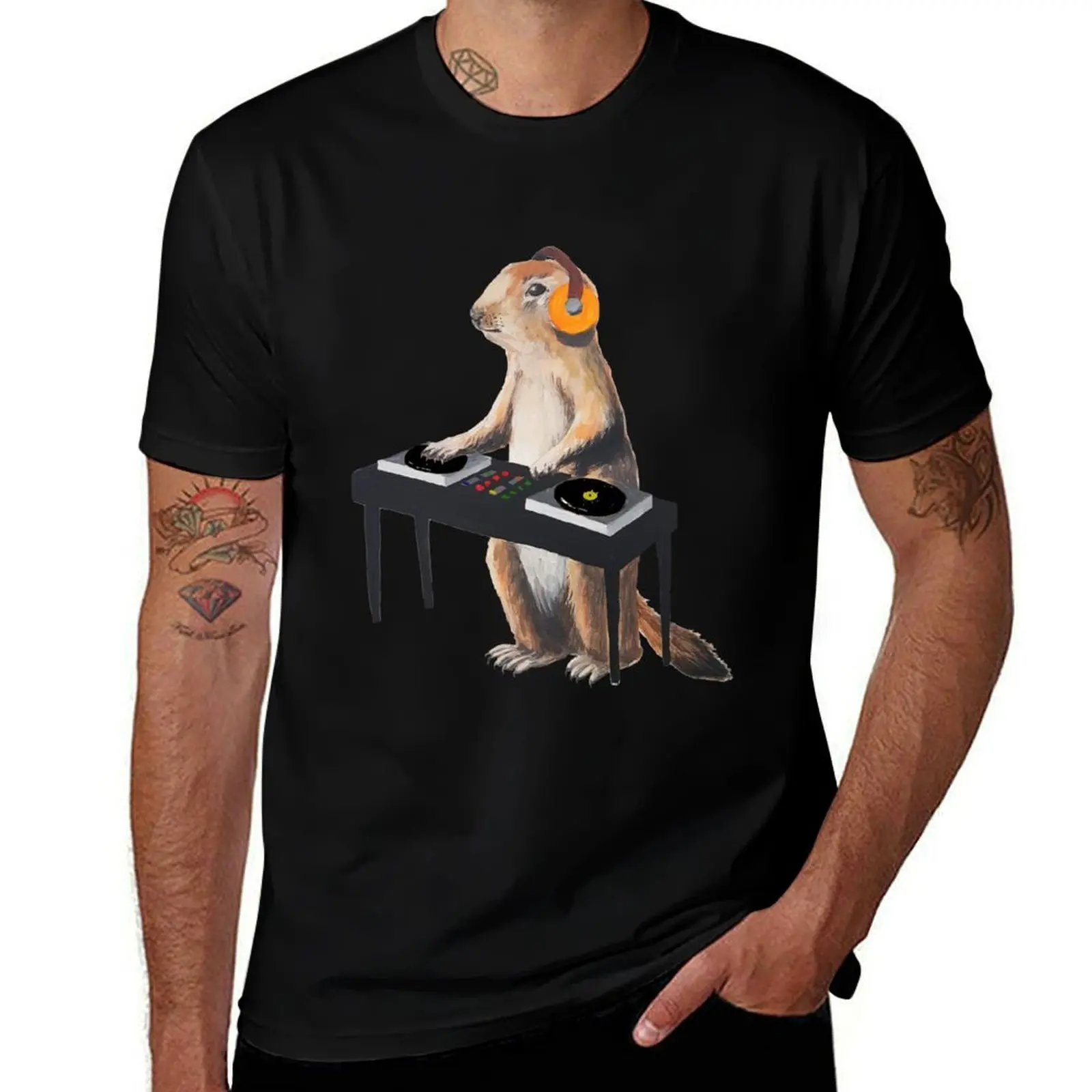 Prairie Dog DJ T-Shirt Summer Holiday Casual Tee T-Shirt