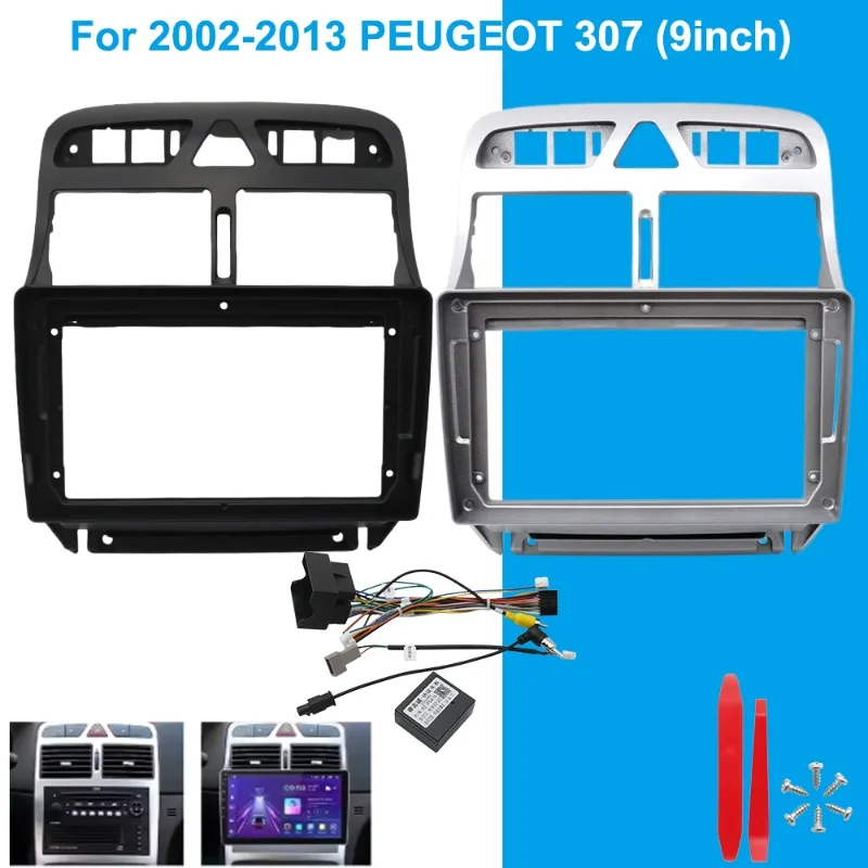 

9 Inch Car Radio Fascia Frame For Peugeot 307 2002-2013 Dashboard Panel Trim Stereo Installation Mount Adapter Kit