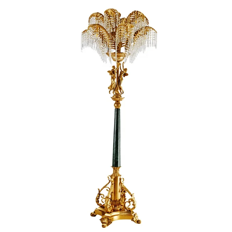 Luxury Floor Lamp Post Modern Floor Lamp High Quality Crystal and Copper Belt Brass Light Emitting Diode