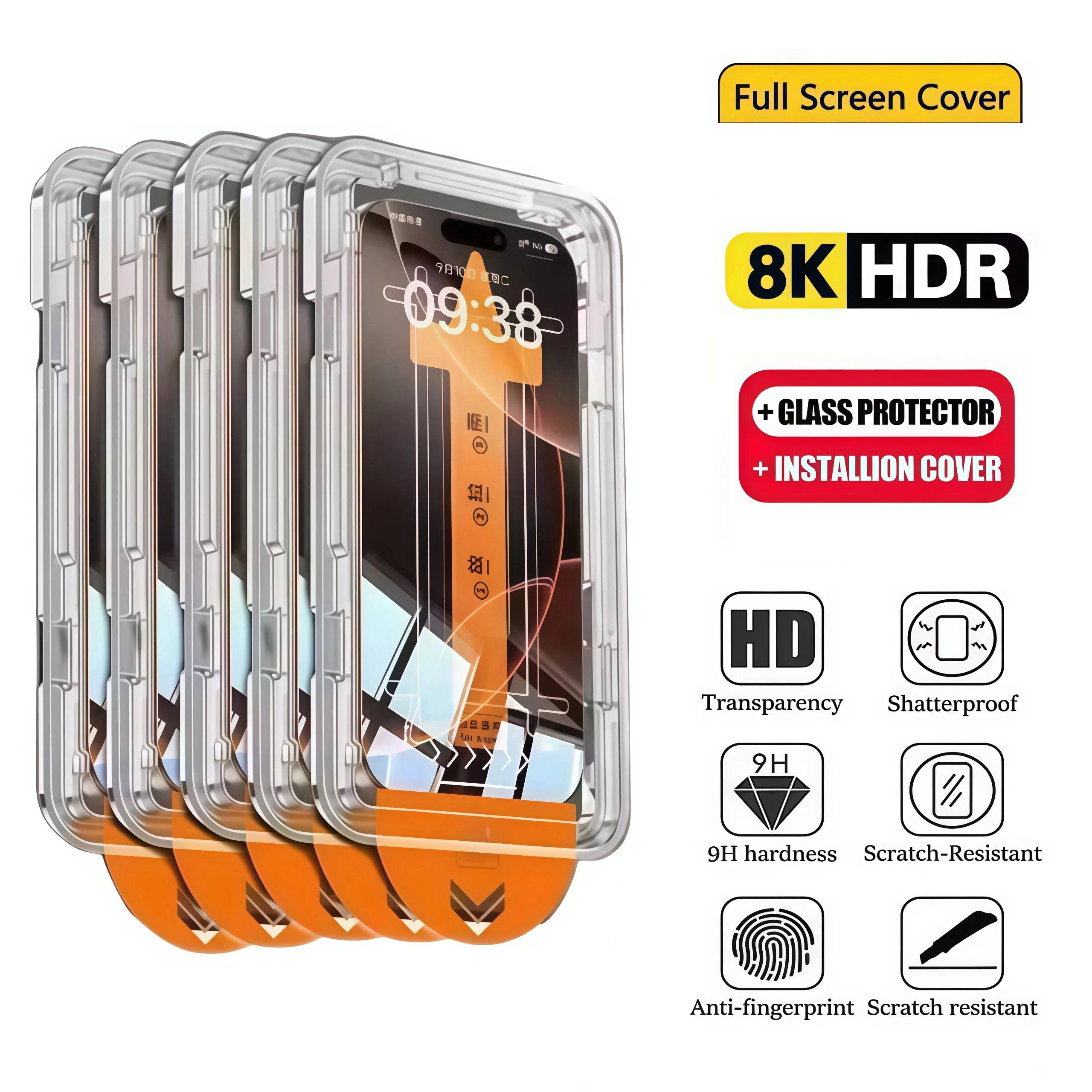 

5PCS HD Clear Tempered Glass Film For Black Shark 5 RS 4 Pro 4S Dust Free Easy Install Screen Protector Auto-Dust Removal Kit