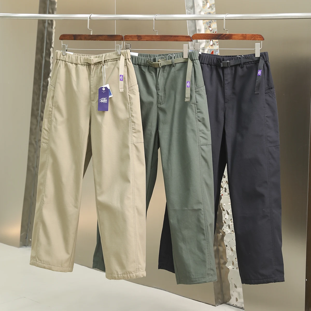 

Men's Windproof Fce Lined Straight Leg Casual Pants Elastic Waist Japanese Workwear Sle Autumn Winter Loose Fit Trousers