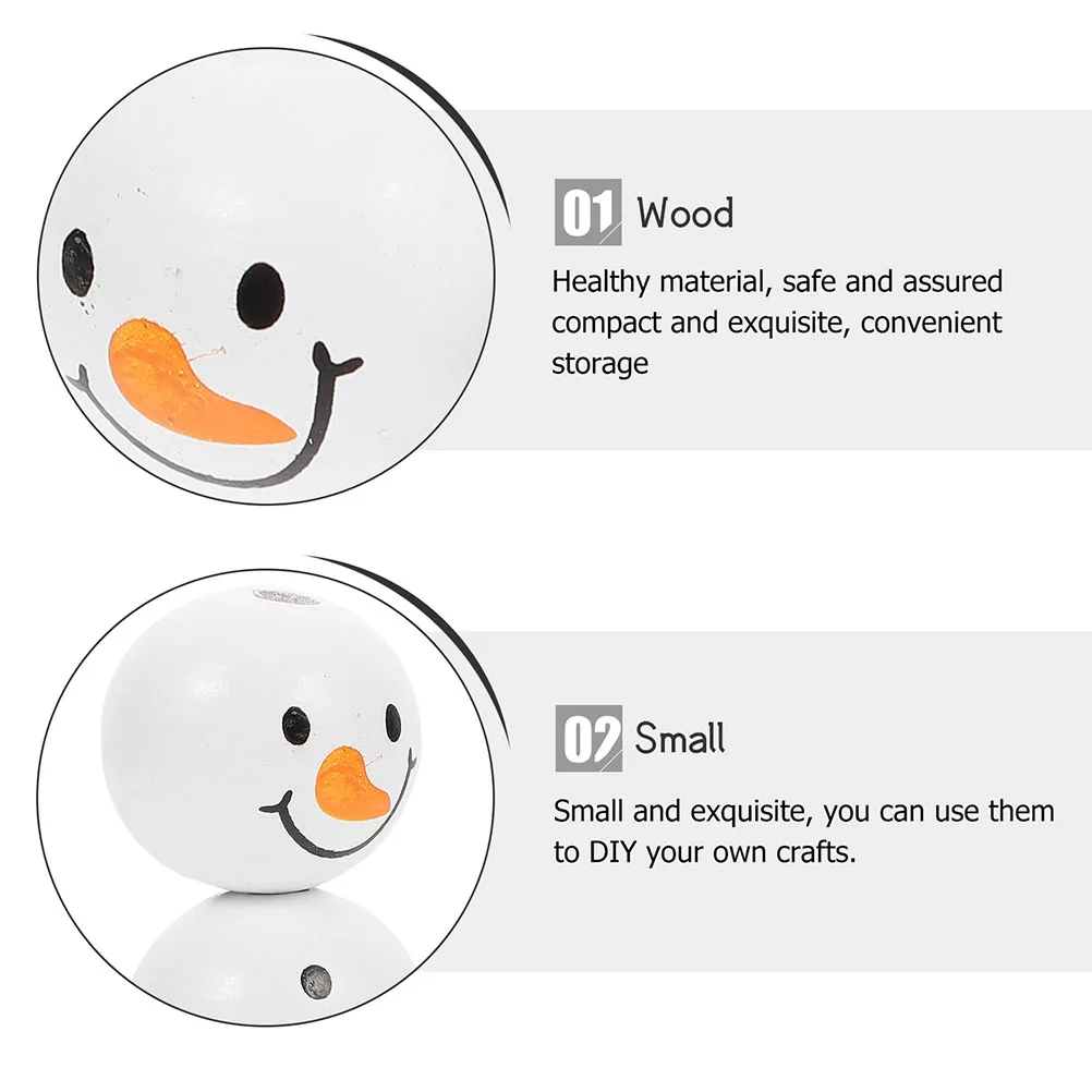 20Pcs DIY Wooden Beads Snowman Themed Craft Beads for Necklace Bracelet Phone Charm Hanging Decoration Loose Bead