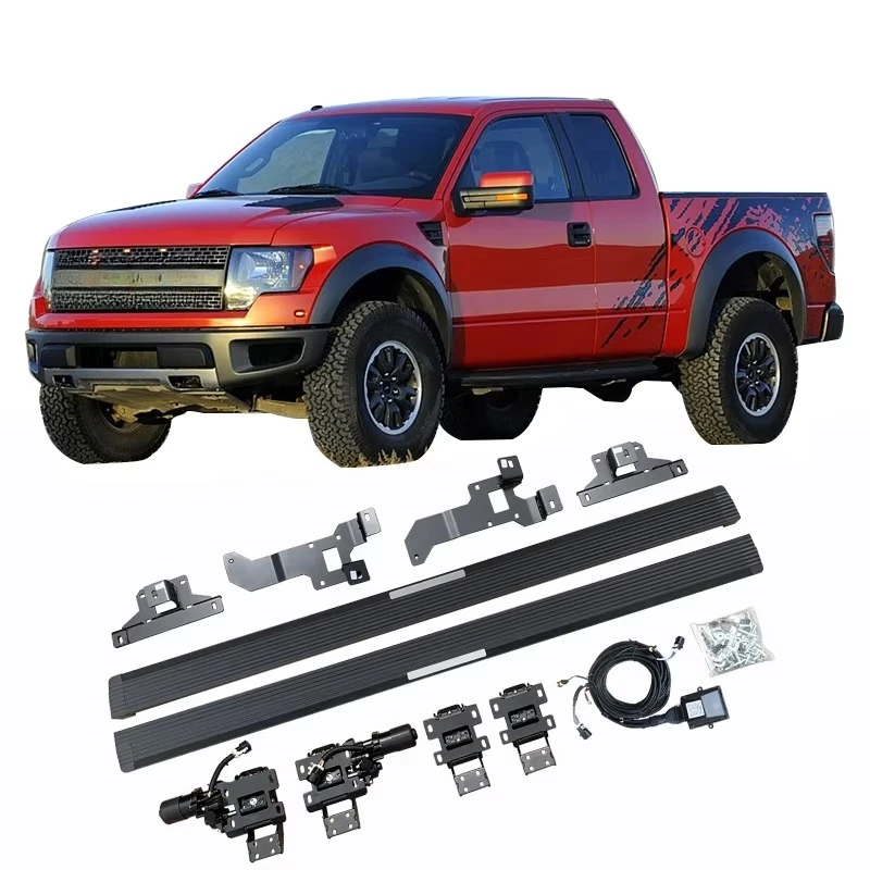 Estribos laterales eléctricos, estribo eléctrico automático de aleación de aluminio para puertas 1 y media, Raptor F150 2008-2014
