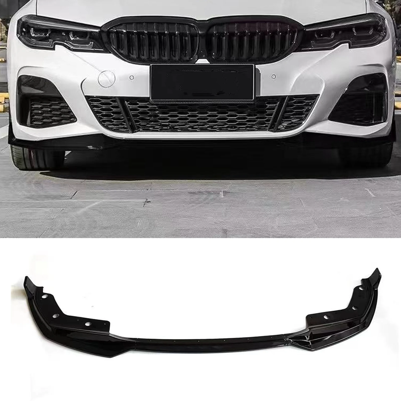 

For BMW G20 G28 Gen 3 Series 318i 320i 330i M340i M Sport 2019-2022 Front Bumper Spoiler Lip MP Style Gloss Black Lower Splitter