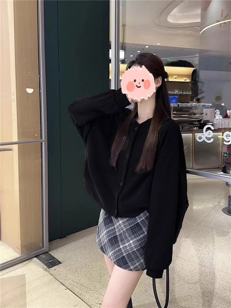 

Женские осенние куртки 2025, зимнее пальто, женское пальто в корейском стиле, женское милое, чистое, простое, с длинным рукавом, на пуговицах, с передним карманом, базовое, модное