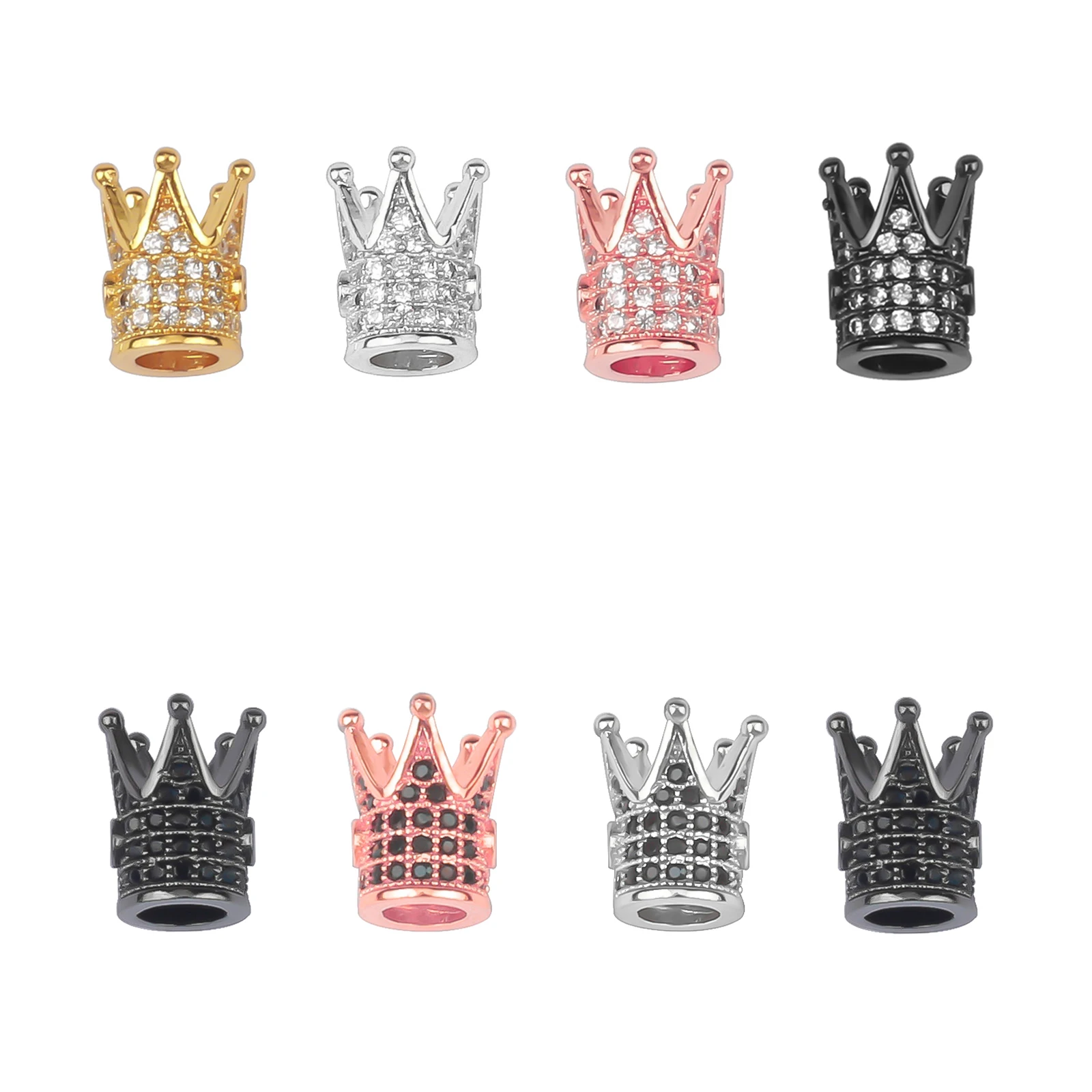 30pcs/Lot 10mm CZ Spacer Crown Bead Brass Micro Pave Cubic Zirconia Beads Jewelry Making Diy Charms Bracelet Wholesale CZBS37