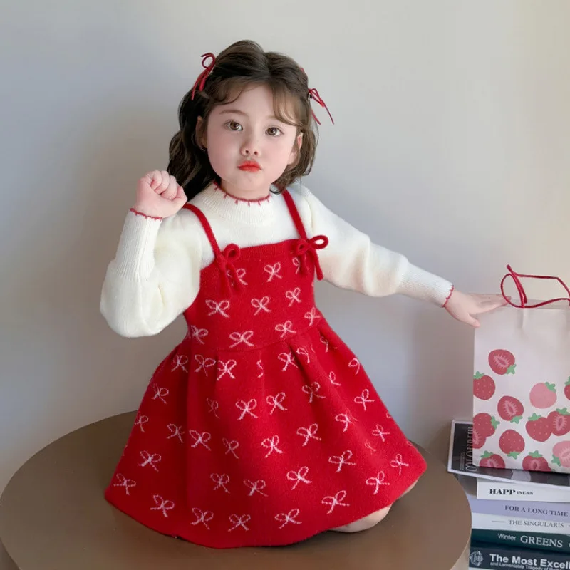 

Girls' Dress 2025 New Children's Spring and Autumn Casual Strap Skirt for Baby Girls Autumn Fashionable Skirt