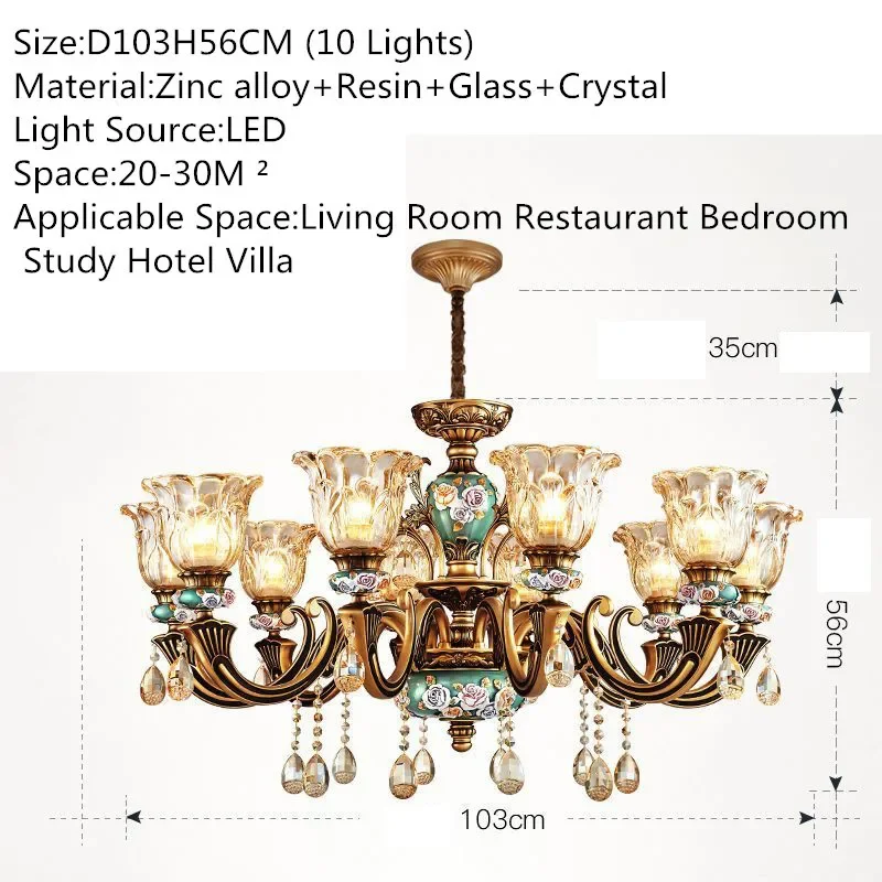 PLLY European Luxury Living Room Pendent Lamp American Retro Restaurant Bedroom Villa Hotel Clothing Store Cafe Chandelier