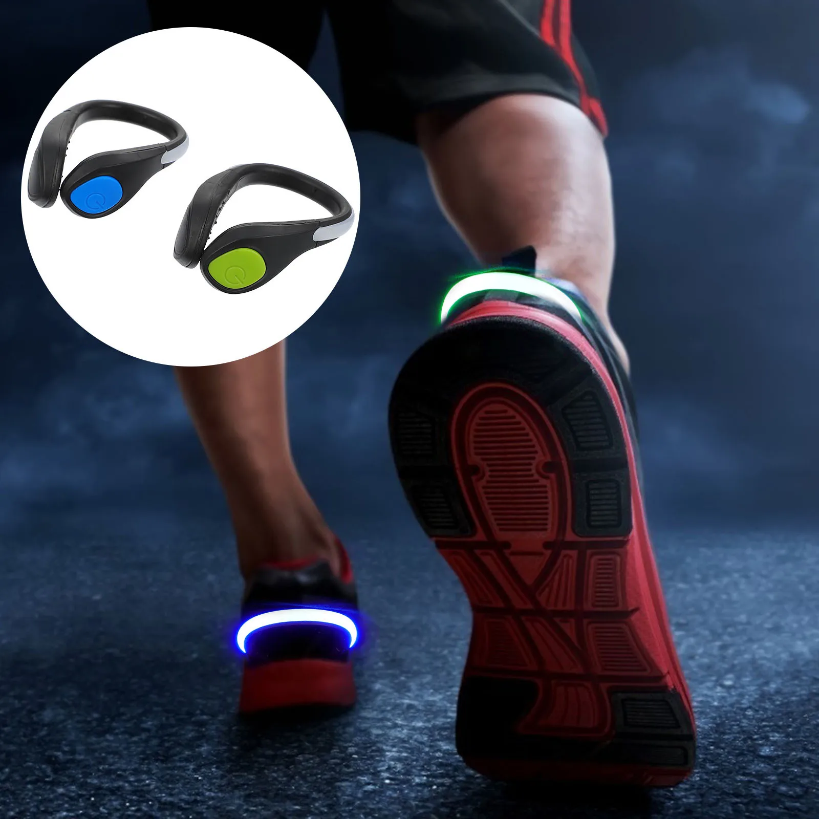 

2Pcs Cycling Shoe Clips Light Anti-Slip Teeth Design for Night Running Jogging Walking Biking Outdoor Sports Safety Illumination