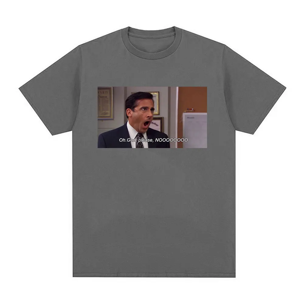 Michael Scott Homage The Office Men T Shirt Tv Series Oh God Please NO Graphic Short Sleeve T Shirts Cotton Oversized T-shirt