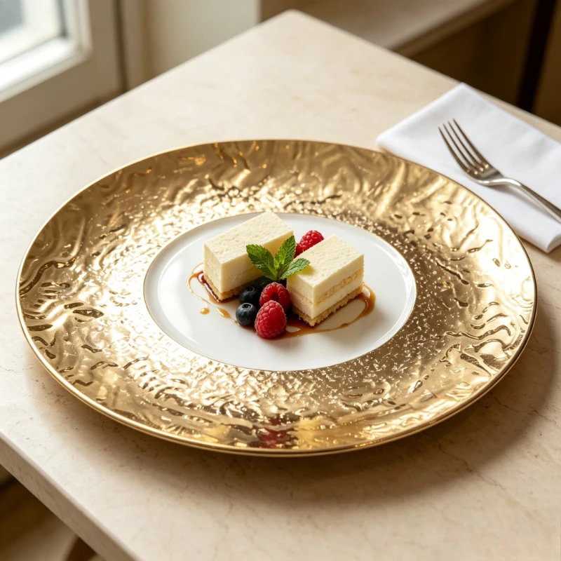 1pc Embossed Relief Flat Plate Western Steak Dinnerware Ceramic Serving Plate for Home Restaurant Use