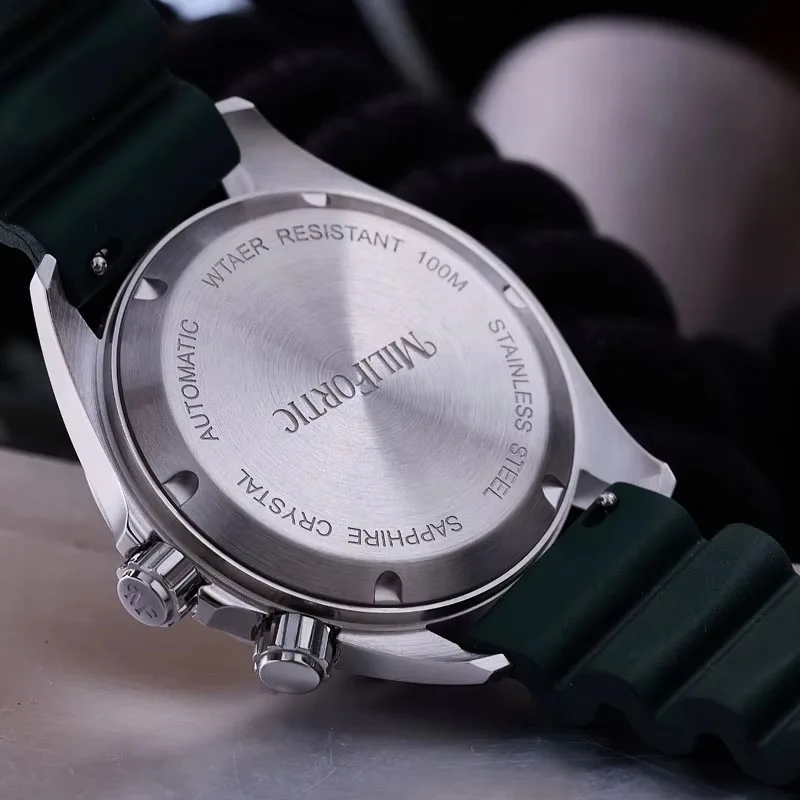 ساعة ميليفورتيك تسلق S089 NH35 حركة ميكانيكية أوتوماتيكية التقويم البوصلة الحافة C3 مضيئة 39.5 مللي متر ساعة رياضية للرجال 10Bar