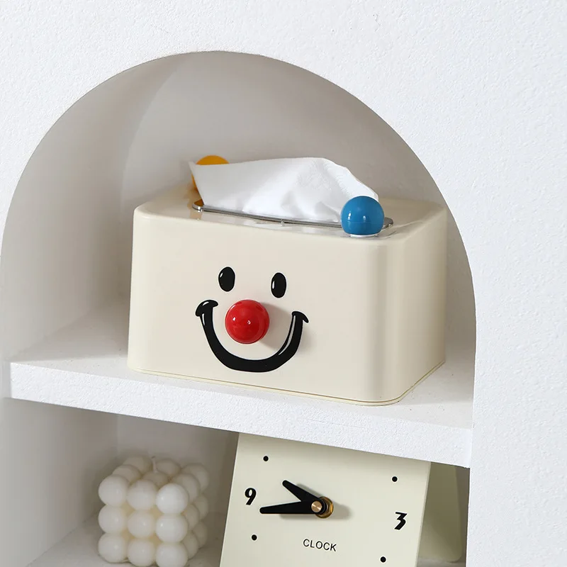 Simple Cream Air Tissue Box Cute Colorful Ball Tissue Wipes Face Towel Storage Box Multi-functional Table Decoration Organizer