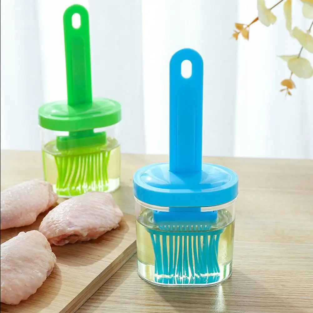 Oil Brush Dispenser 2-in-1 High-Temperature Resistant Oil Pot With Brush Cooking Oil Applicator