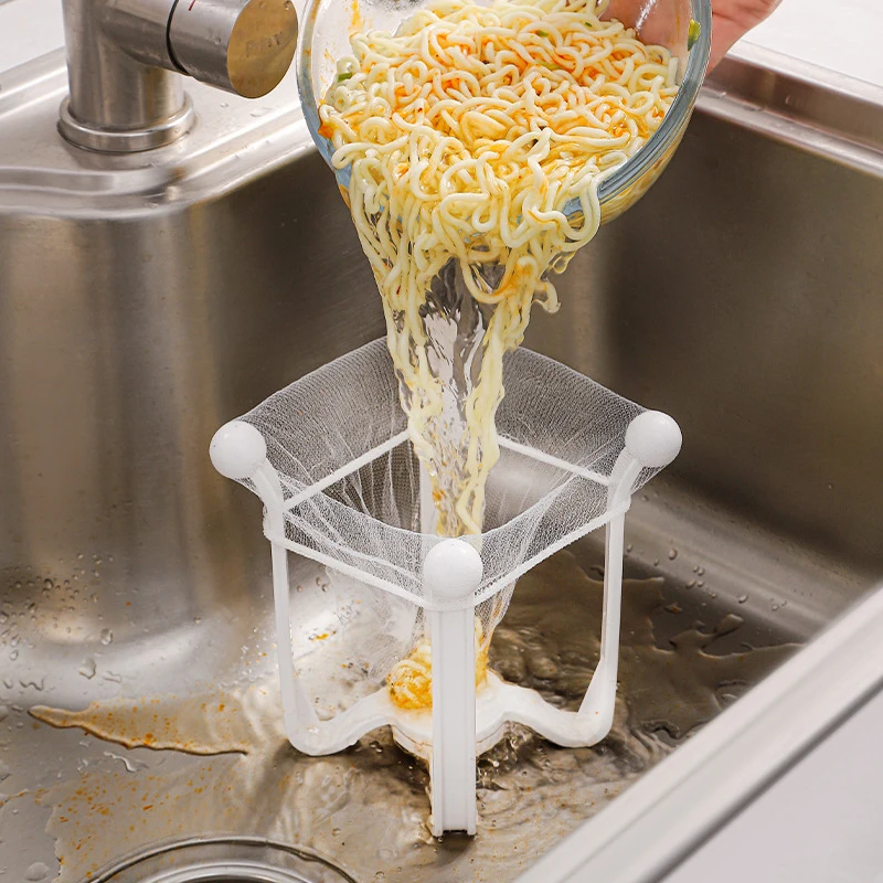 Multi-Functional Drain Filter Set - 1Pc Sink Rack+50Pcs Strainer For Kitchen Fruit Vegetable Storage Drainer