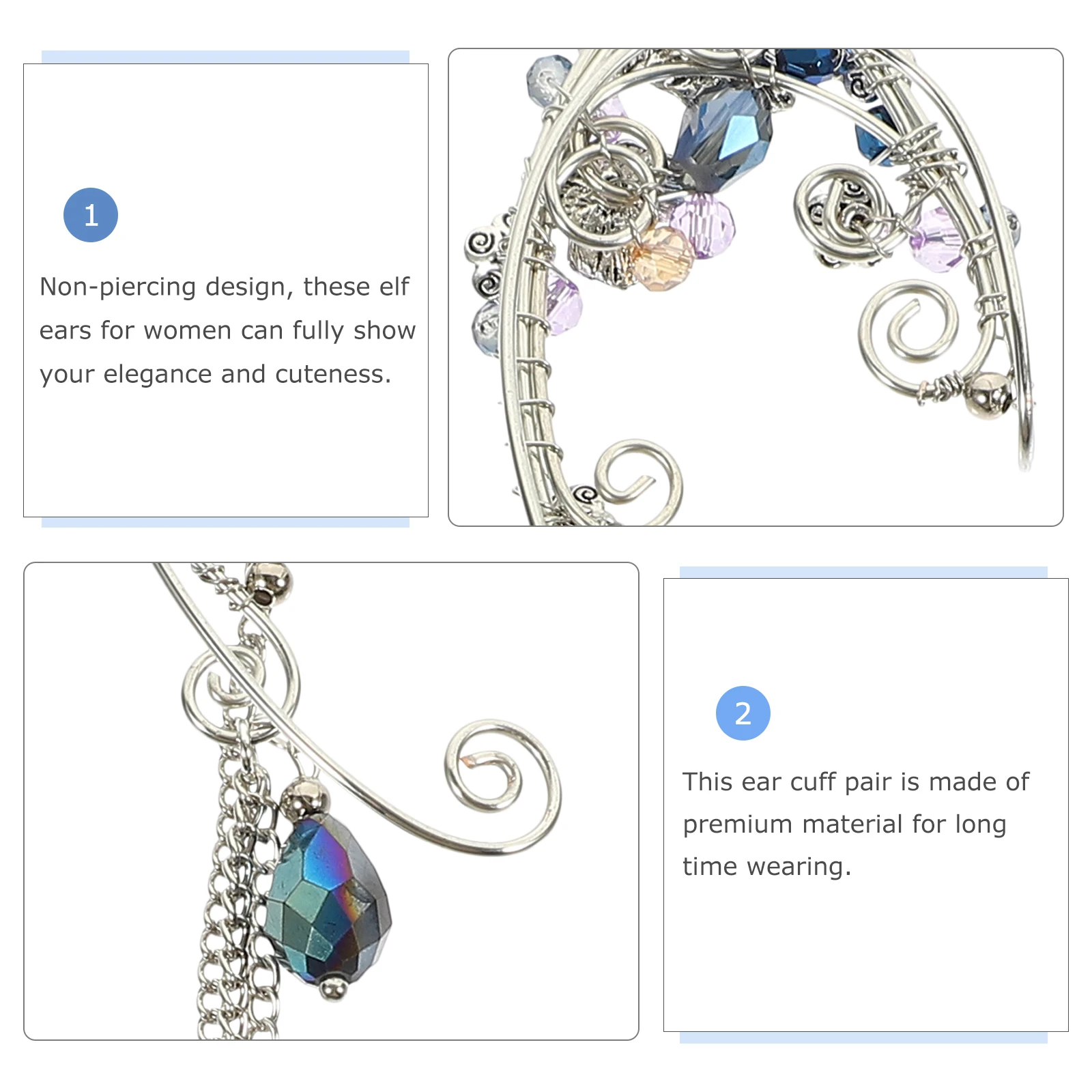 

1 Pair Unique Elf Ear Cuffs For Women Non Piercing Tassel Earrings Festival Wedding Jewelry Gift Teens Girls Earring Cuffs Wrap