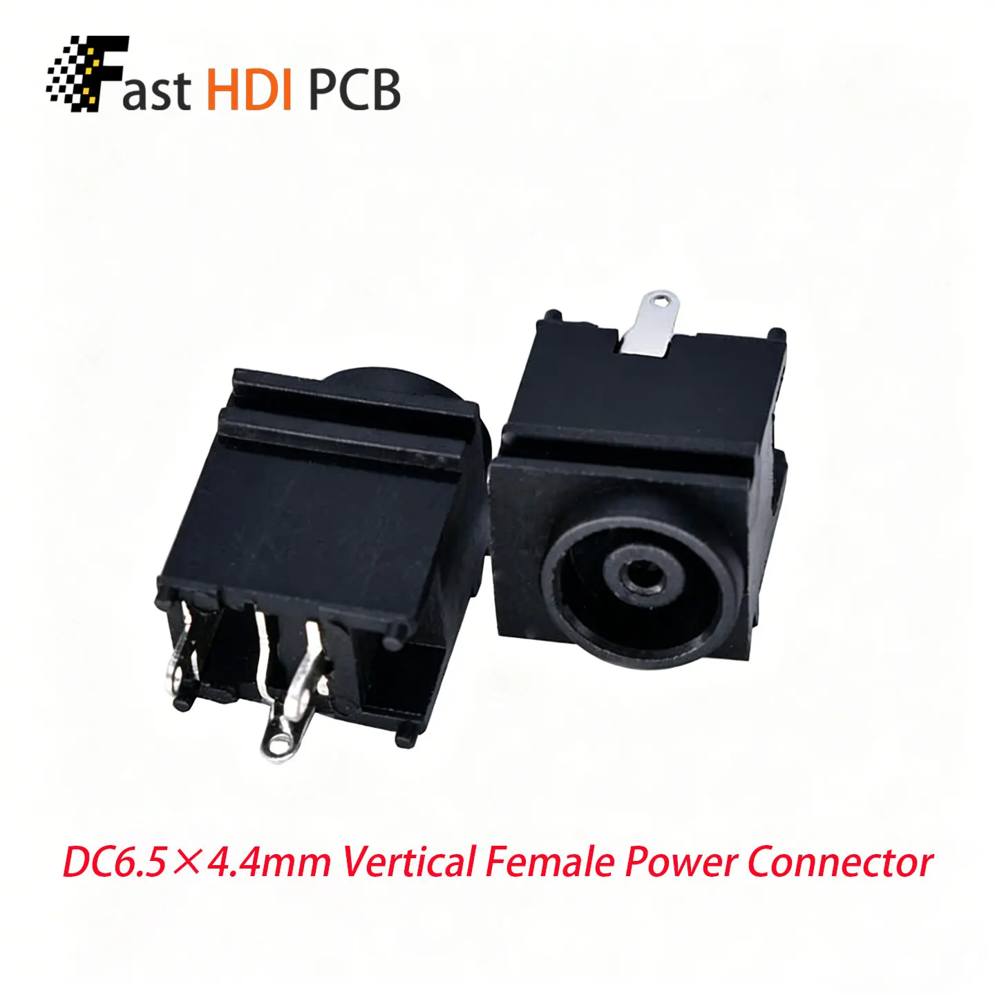 DC 6.5x4.4mm Power Jack Female Socket 1.3mm Center Pin 3 Pin Straight DC Charging Connector for Laptop, Monitor, Power Adapter