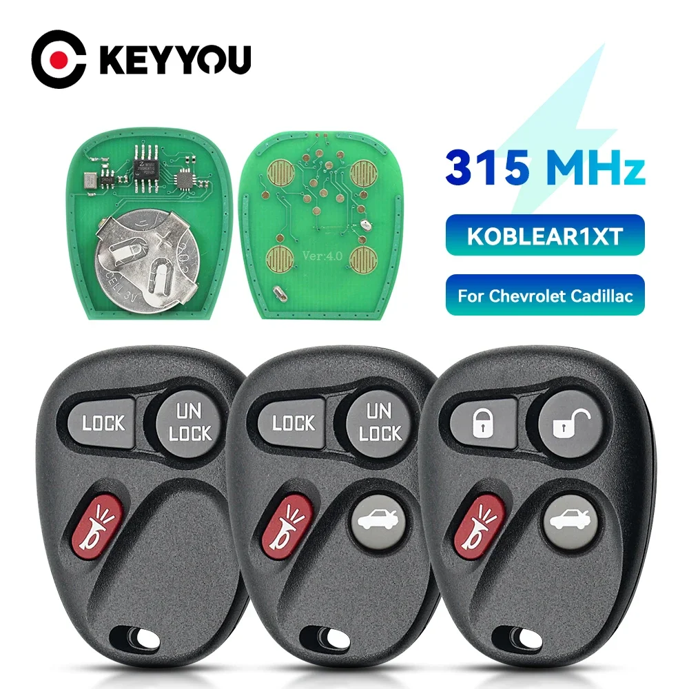 KEYYOU With Battery KOBLEAR1XT Keyless Remote For Chevrolet Silverado Suburban S10 Tahoe Fit GMC Yukon Sierra 315Mhz Car Key Fob