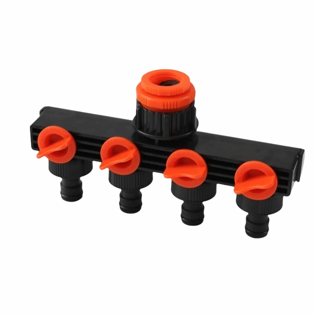 ABS 4 Way Tap Connectors Black and Red G1 Female Thread Water Connector G3/4 Female Thread Independent Valves