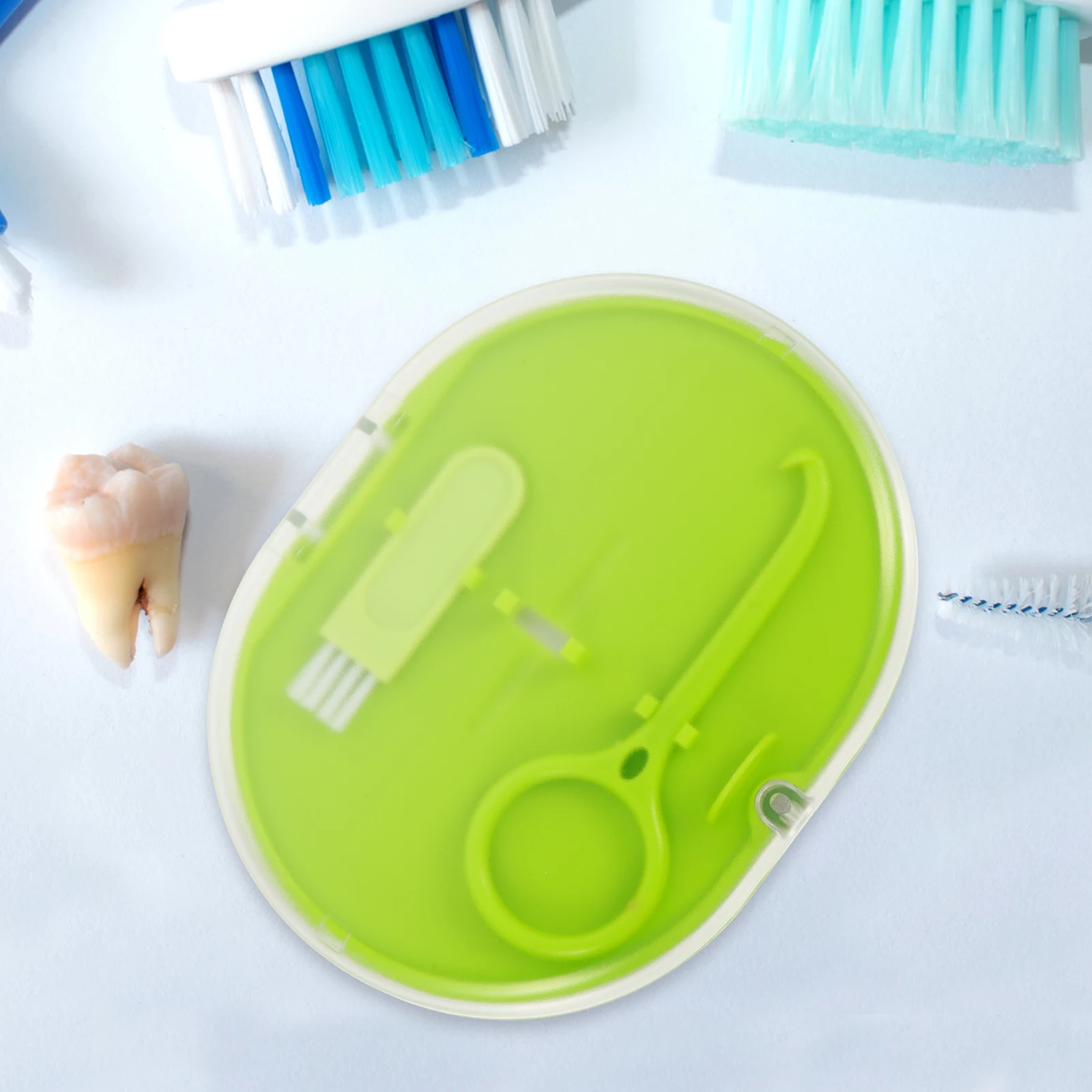 

Denture Box Storage Case Retainer Silicone Pad Portable Travel Mirror Container Hygienic Protective Braces Box