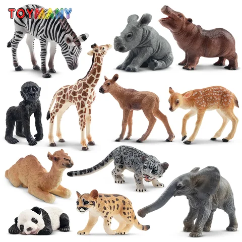 12 pçs simulação animais selvagens modelo brinquedo mini figuras bonecas estatuetas de ação brinquedos para crianças conjunto presente decoração do bolo