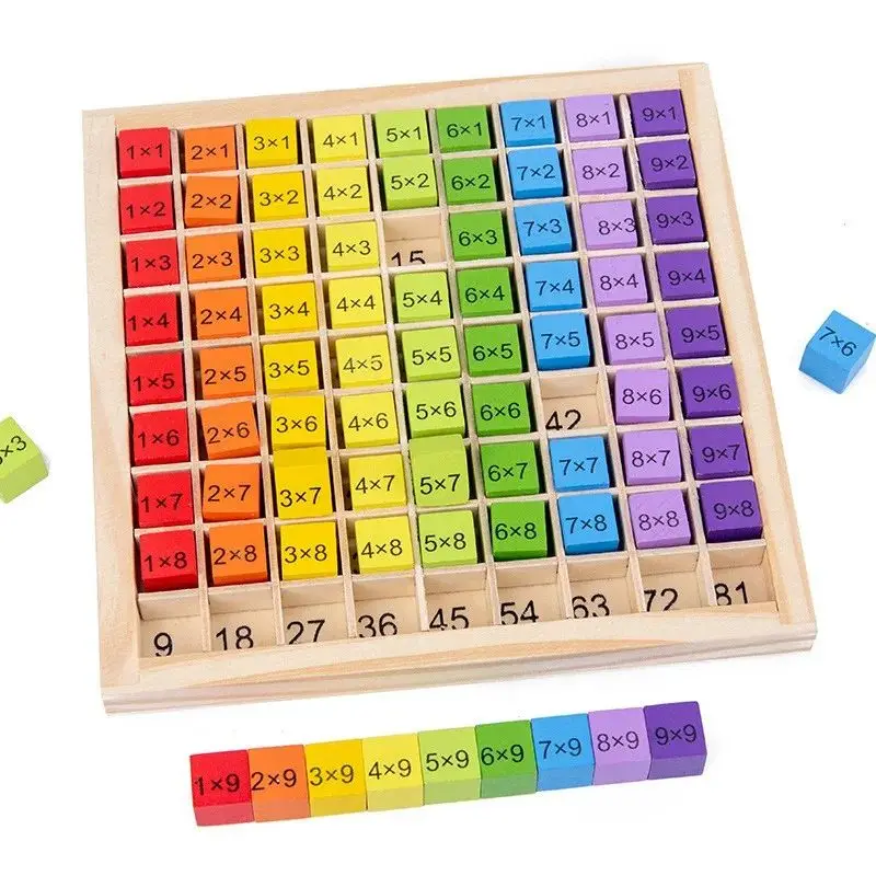 Giocattoli educativi in legno Montessori per bambini Giocattoli per bambini 99 Tabella di moltiplicazione Matematica in età prescolare Aritmetica