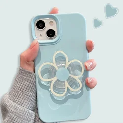 With Folwer Holder Cases For iPhone 16 Pro 15 Pro Max 14 Plus 13 12 11 Korea Blue Grip tok Case with Holder Griptok Socket