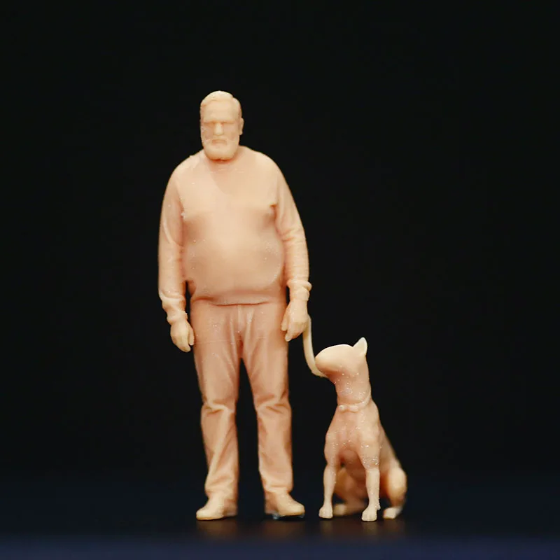 1/64 Figure Old Man Dog Walk Resin Miniature 1/43 GK Model Need To Be Colored By Yourself Number 185