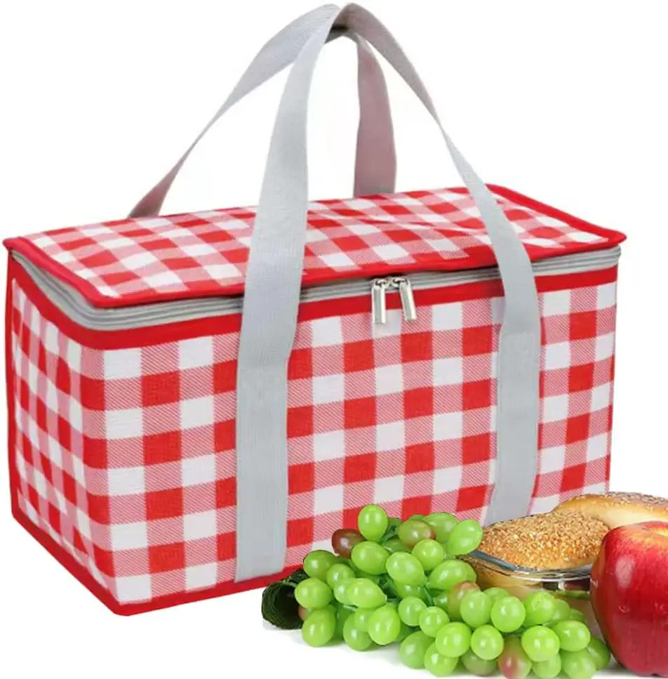 

Insulated Picnic Bag Cooler, 24L Collapsible Beach Bag for Hot or Cold Food, Portable Outdoor Tote 13.8x7.9x7.9 in