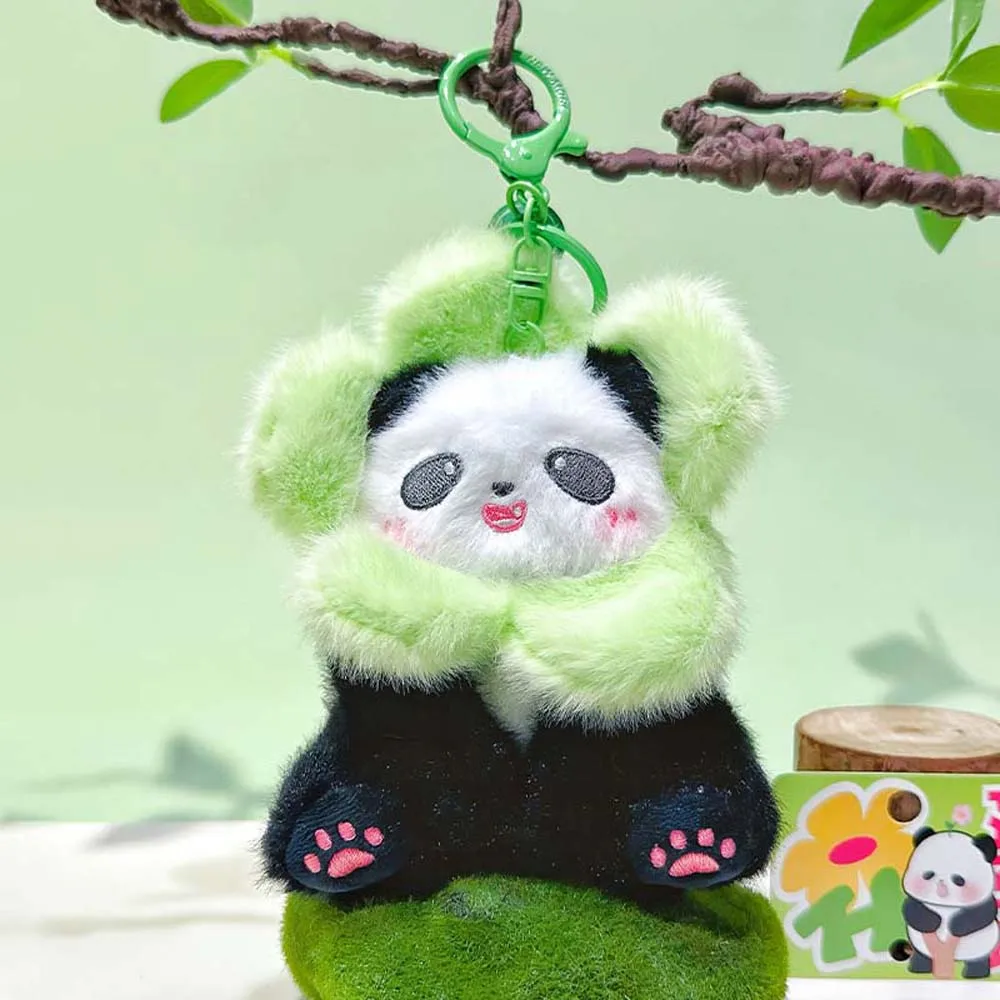 Cartoon Panda Plush Keyring Flower Chinese Style Animal Plush Pendant Huahua Plush Stuffed Panda Plushies Dolls Backpack Decor