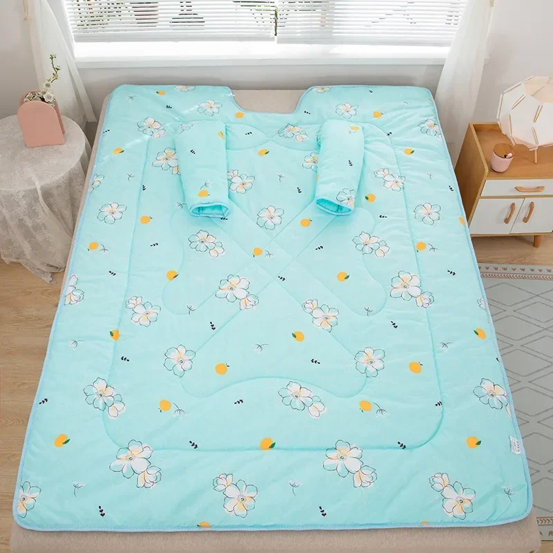 Winter Warm Thickened Lazy Quilt with Sleeves Washed Quilt Blanket Wearable Lovely Cartoon Print Thin Air-conditioning Cotton