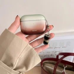 Mint Latte Transparent Gradient Style IMD Earphone Case with Ring for Airpods 1, 2, 3, 4, Pro, Pro2, Pro3