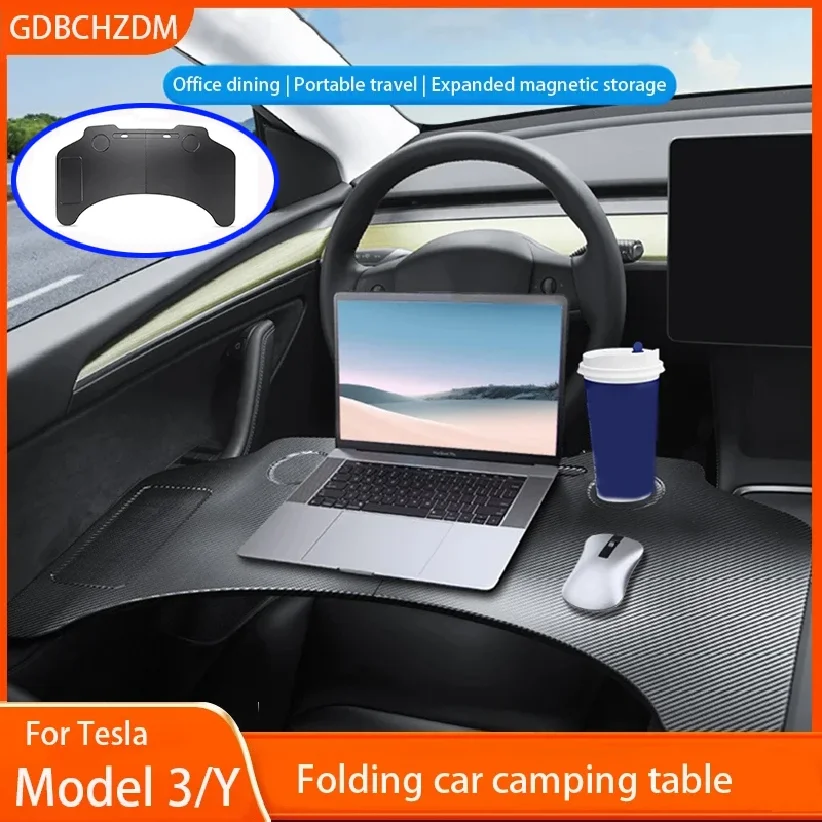 

For Tesla Model Y Juniper 2025 Model 3 /Y 2017-2025 Steering Wheel Laptop Tray Food Desk Portable Office Table Car Accessories