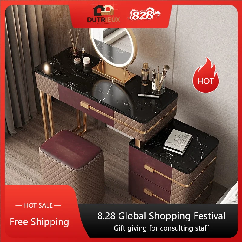 Large Modern Makeup Table Organizers Nightstand Wooden Beauty Vanity Desk Cabinets Storage Luxury Coiffeuse Chambre Furniture