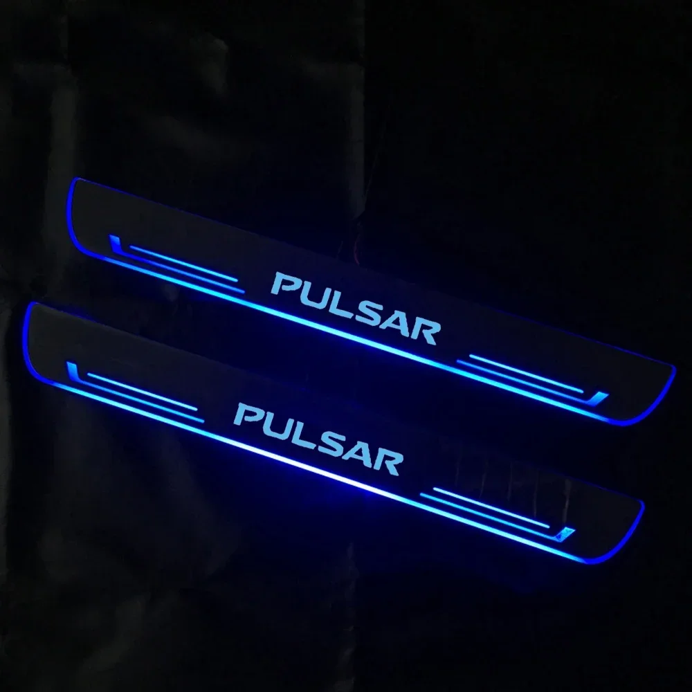 Acrylic LED Auto Threshold Light for Nissan Pulsar Car Front Rear Door Sill Welcome Pedal Plate Ambient Lamp Decoration