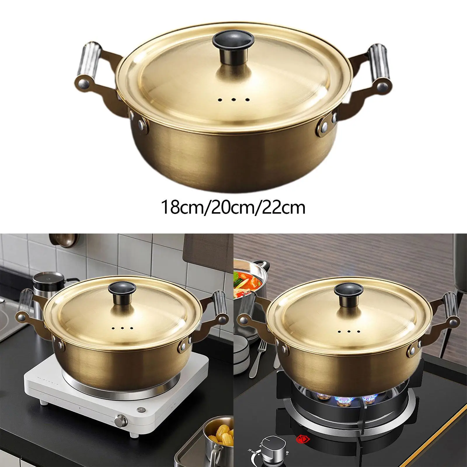 Olla Ramen coreana, utensilios de cocina multiusos con tapa, calentamiento rápido, práctica para el hogar, olla para tropas de mariscos, huevos de curry, Pasta
