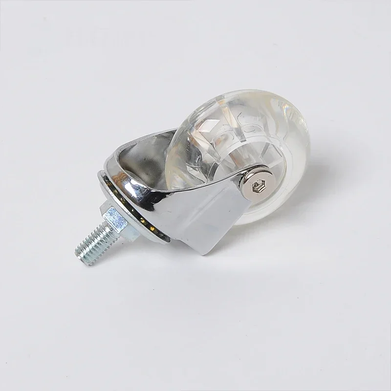 4Pcs 2 Inch M8x15mm Screw Threaded Stem Casters Office Chair Caster Wheel Clear Swivel Casters with Brake for Sofa Chair Cabinet