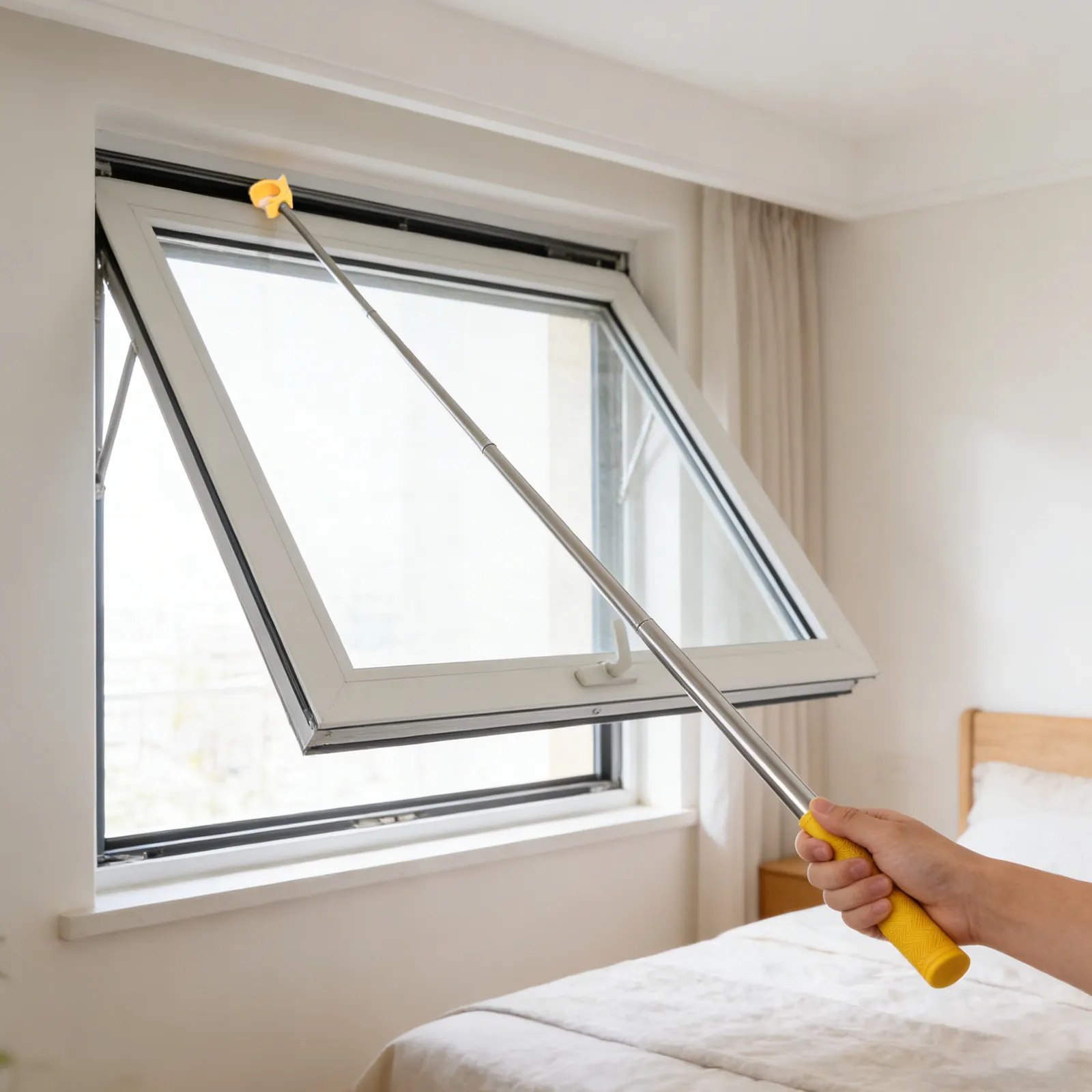 Adjustable Telescopic Window Opener Pole 1.88m Extendable Pull Rod for High Loft Hatches Awning Sash Blind