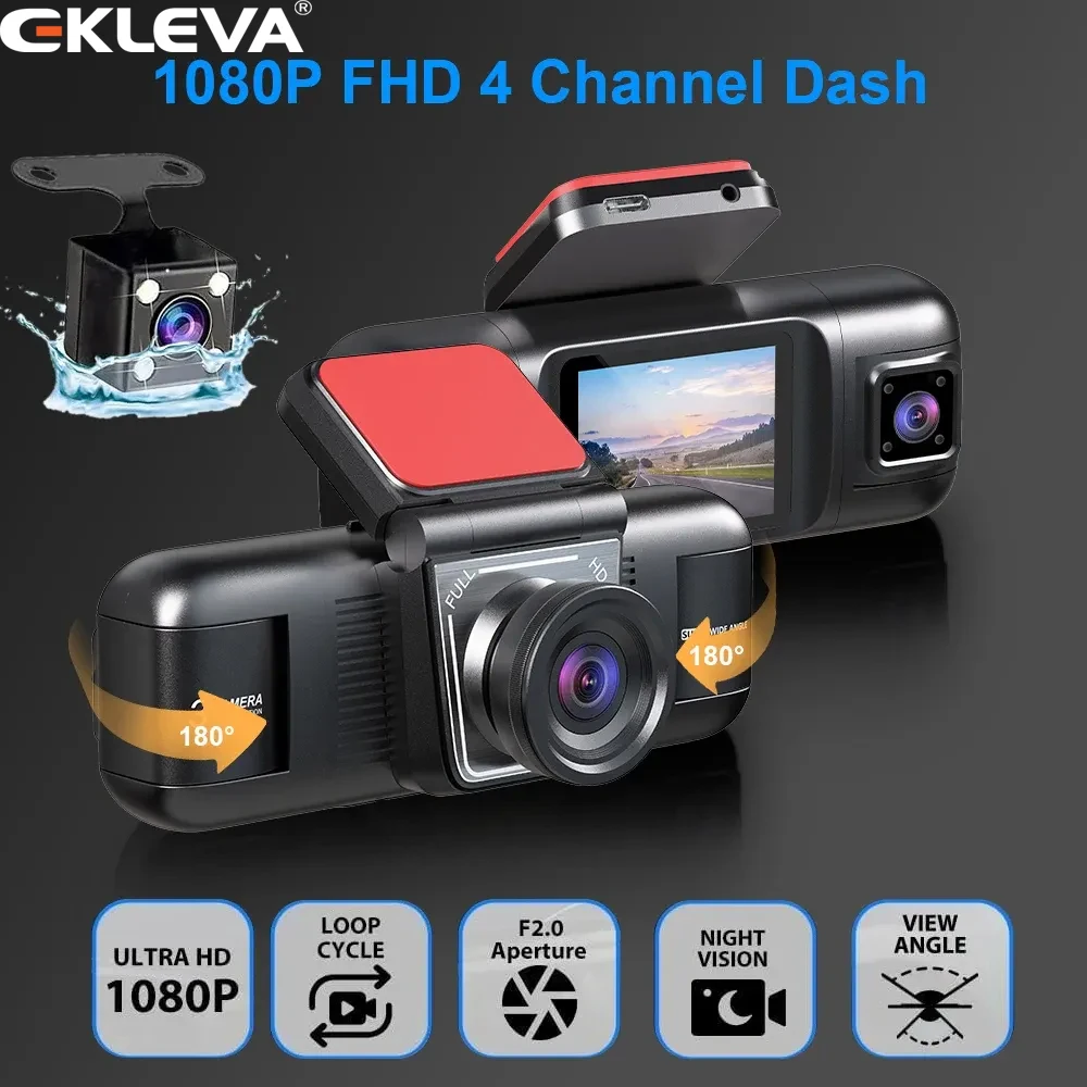 

EKLEV 4 Channel Dash Cam Front Rear Inside Cabin 1080P Car DVR with WiFi Night Vision Parking Mode Loop Recording