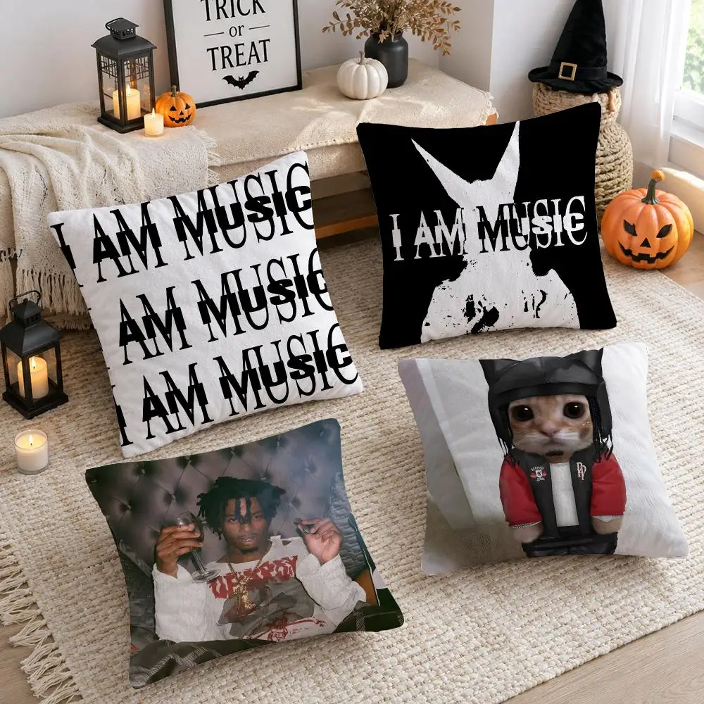 Rapper P-Playboi Carti Music Cushion Cover Plush Decorative Pillow Case With Hidden Zipper Cutecore Room Decor For Home