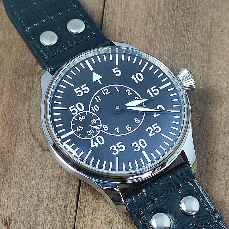 

Мужские механические военные часы 44 мм с ручным управлением B-Uhr, немецкий пилот, чайка ST36, механизм, прочный светящийся большой циферблат