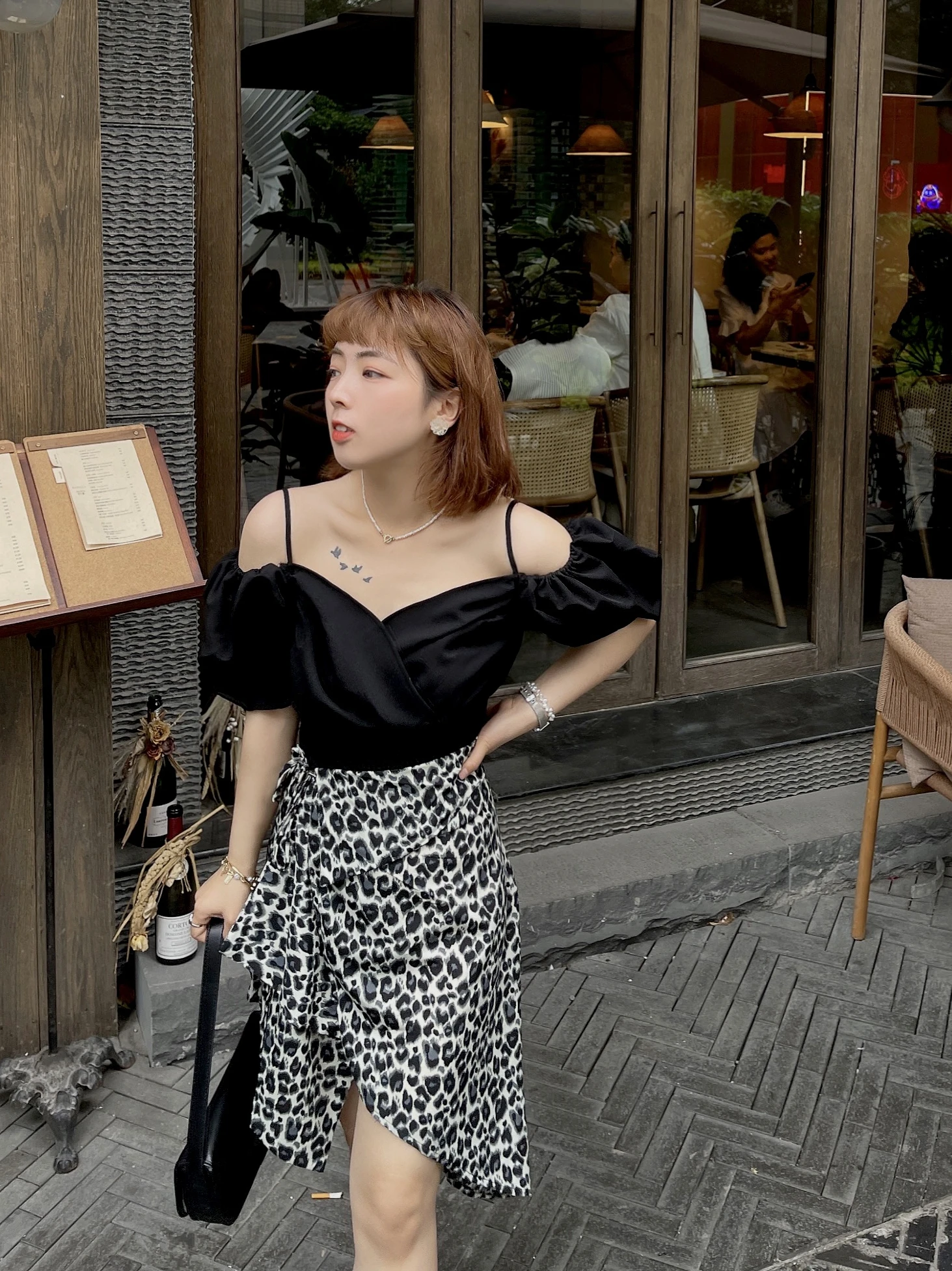 

High Waist Slimming Leopard Print Asymmetrical Skirt Design Sensation Little Bird Small ence Commute Sle Midi Skirt