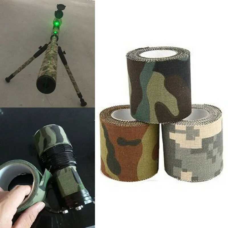 1pc Camouflage Invisible Tape Form riutilizzabile Self Cling Camo Hunting Rifle Fabric Elastic Wrap Tape Army Outdoor Hunt accessori