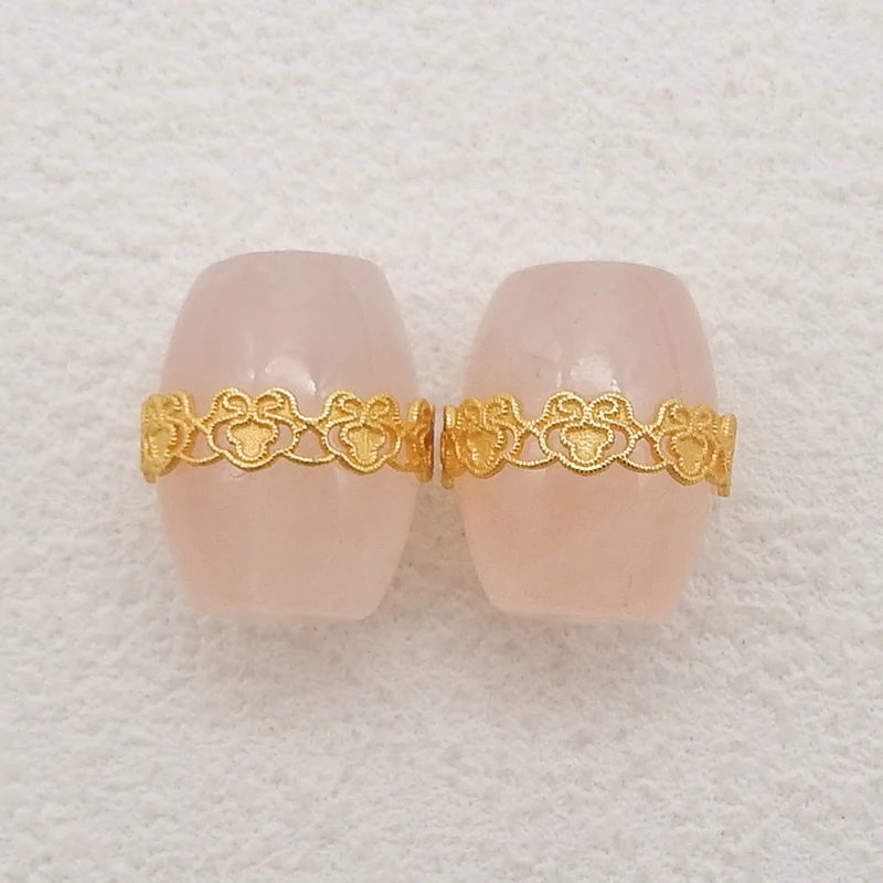 

New Arrival! 1Pair Silver Gold Plated Natural Rose Quartz Gemstone Earring Beads, Jewelry DlY Making Accessories