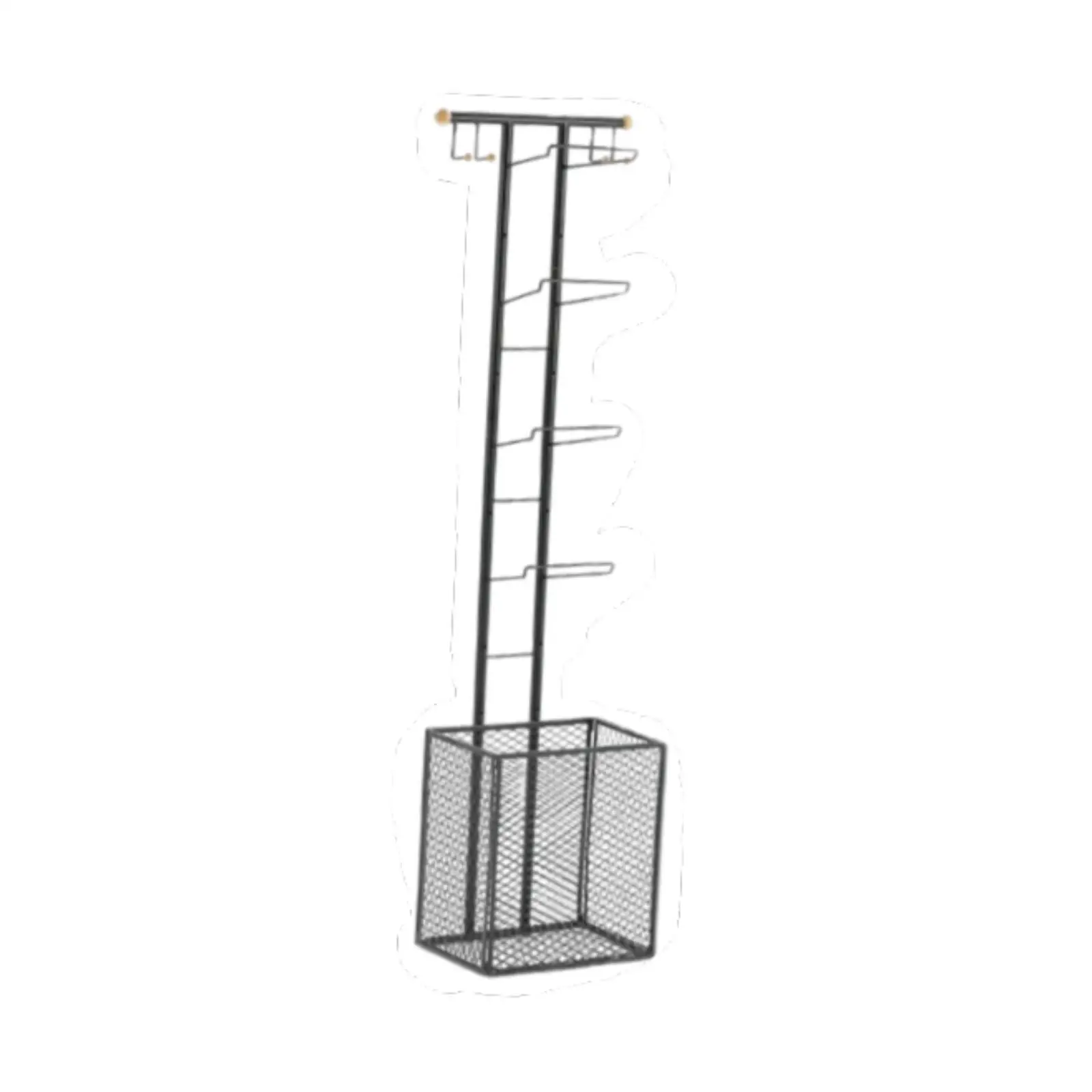 Sports Equipment Rack Multi Layer with Basket and Hooks Metal Vertical Ball Rack